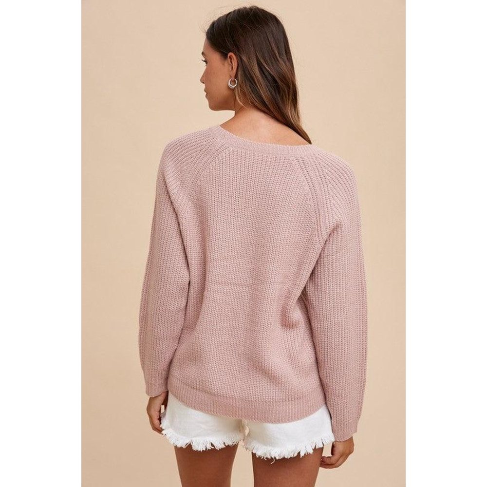 AnnieWear Pink Knit Sweater “Hello” Graphic Pullover Rainbow Letters - Picture 10 of 10